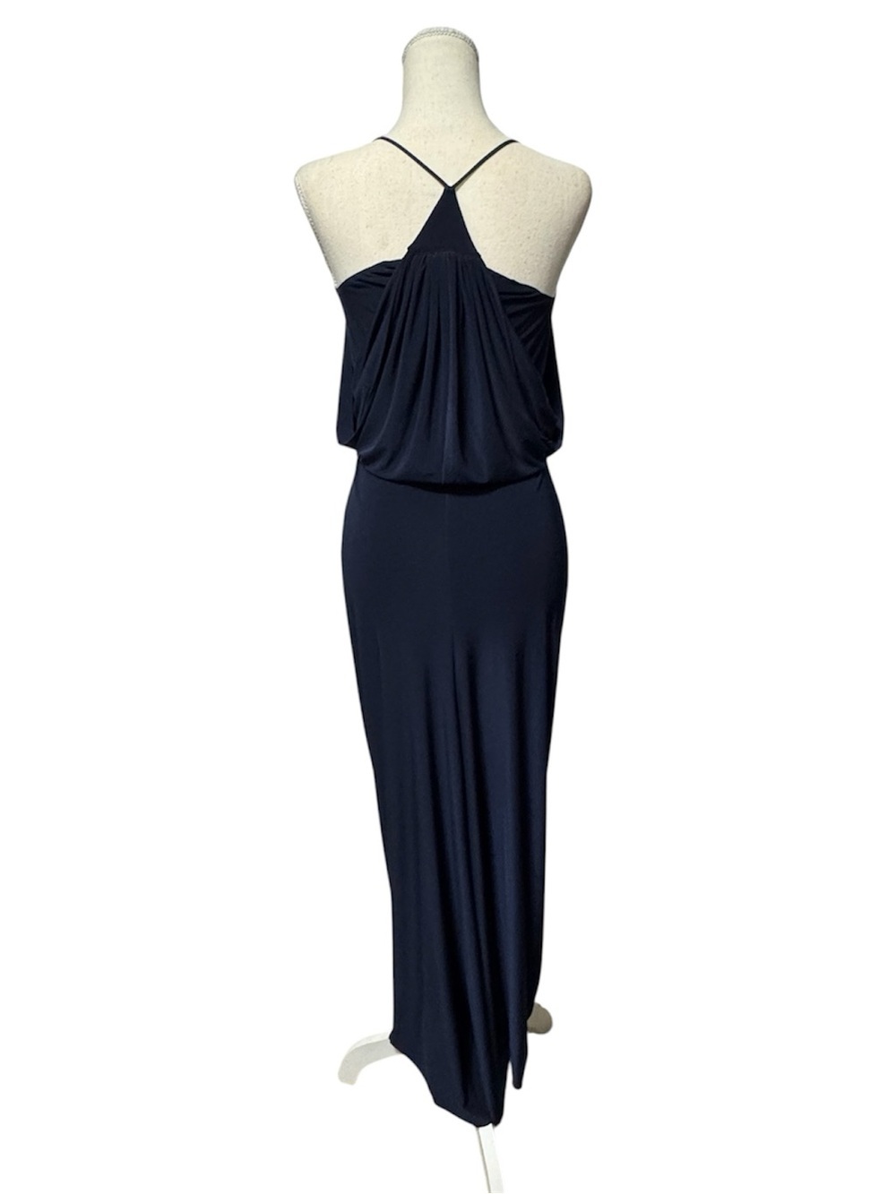 093 MISA Los Angeles Women’s Domino V-Neck Knot Front Maxi Dress - Blue, Medium - Picture 4 of 7